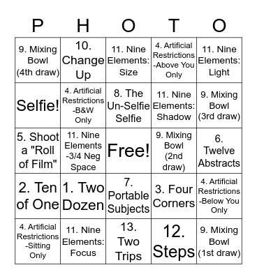 PHOTO BINGO Card