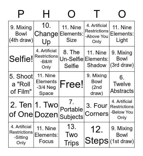 PHOTO BINGO Card