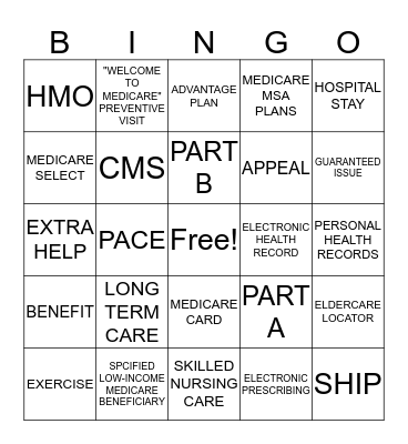 MEDICARE BINGO Card
