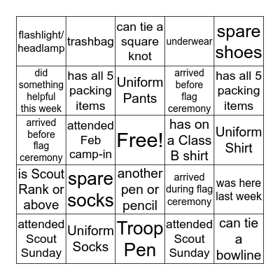 Feb 19th 3 way BINGO Card