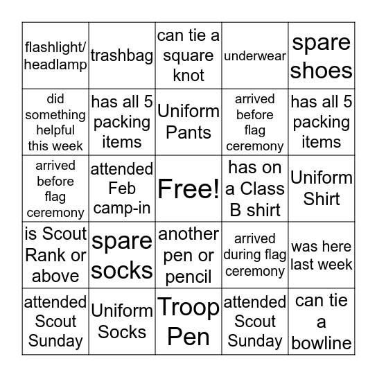 Feb 19th 3 way BINGO Card