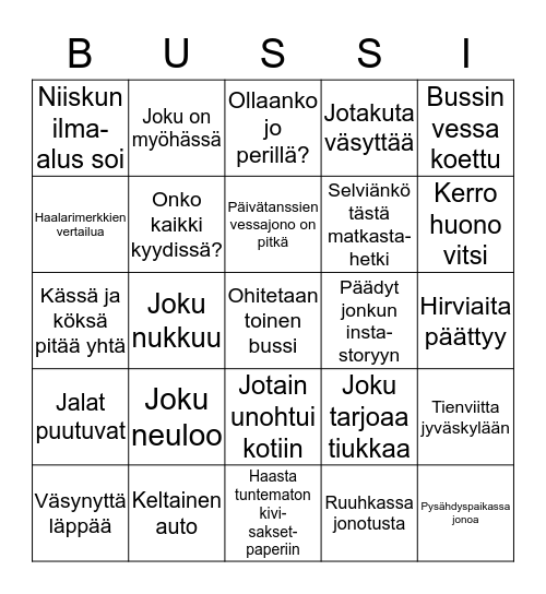 Kopedan ja Käsityksen tp-bussibingo Card