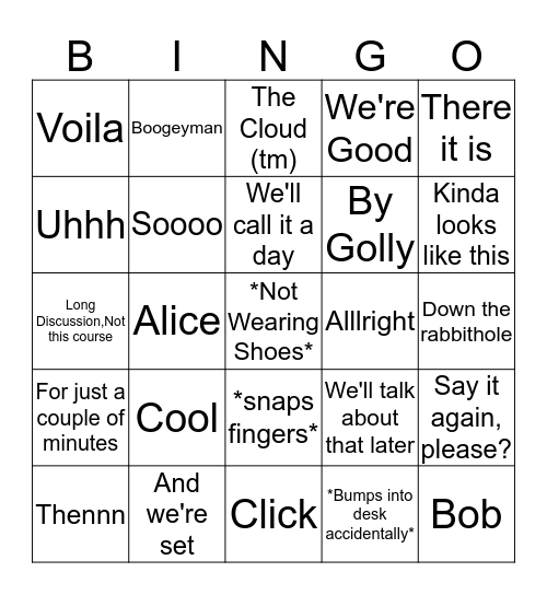 McAlpin's Bingo Card