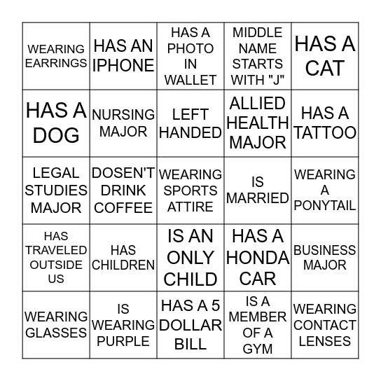 ICE BREAKER BINGO Card