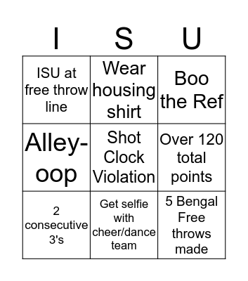 ISU Basketball Bingo Card