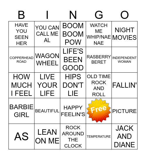 KAMIKAZI KARAOKE 021901 Bingo Card
