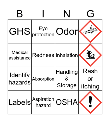 HazCom - GHS Bingo Card