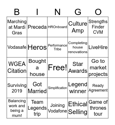 Success Bingo Card