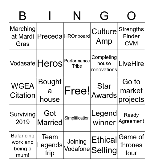 Success Bingo Card