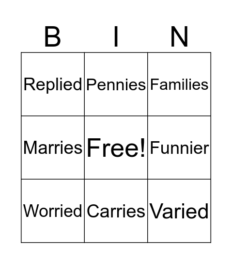 Spelling bingo  Bingo Card