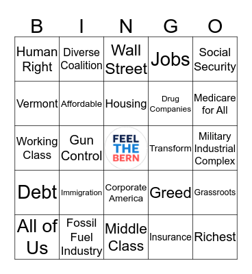 Retrievers for Bernie 2020 Democratic Primary Debate Watch Party Bingo Card