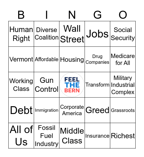 Retrievers for Bernie 2020 Democratic Primary Debate Watch Party Bingo Card