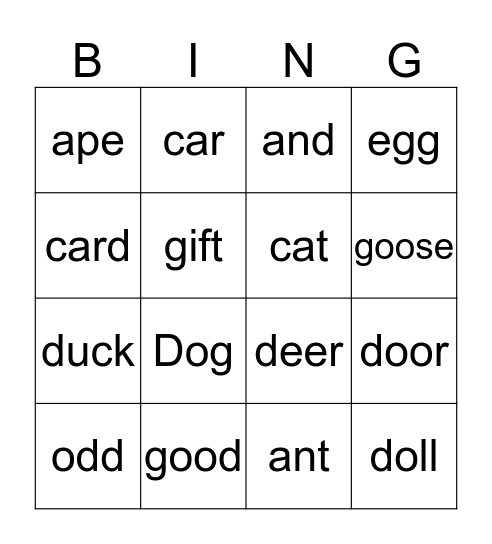 Magic C Bingo Card