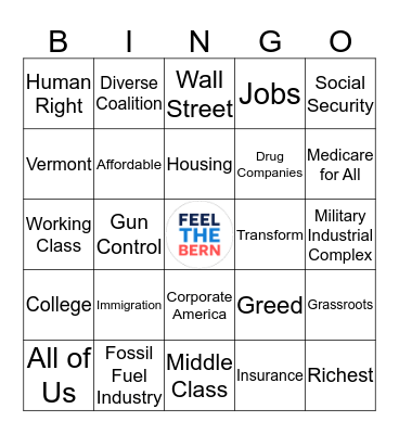 Retrievers for Bernie 2020 Democratic Primary Debate Watch Party Bingo Card