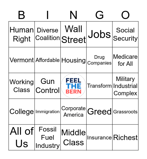 Retrievers for Bernie 2020 Democratic Primary Debate Watch Party Bingo Card