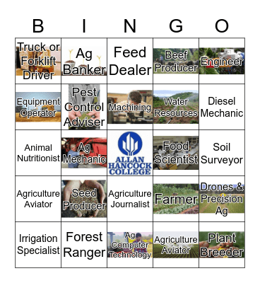 Agriculture Careers  Bingo Card