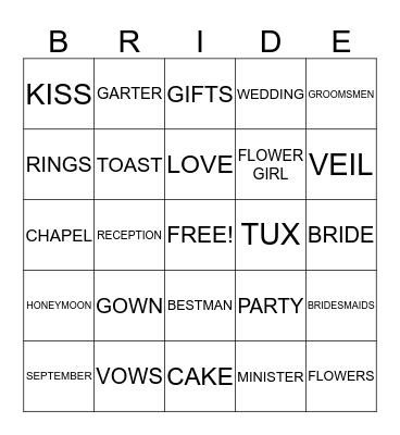 ATISHA'S BRIDAL SHOWER Bingo Card