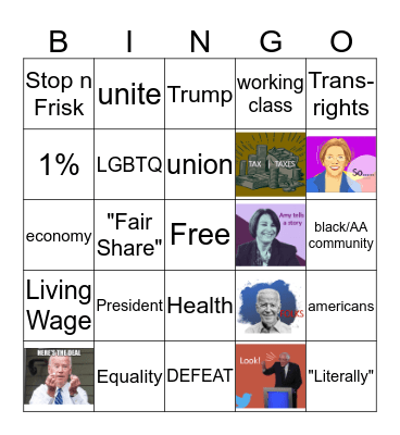Dem Debate - 2020 Nevada Bingo Card