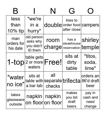 cocktail bingo Card
