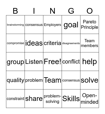 Bus Esstls. Chp. 7-2 Bingo Card