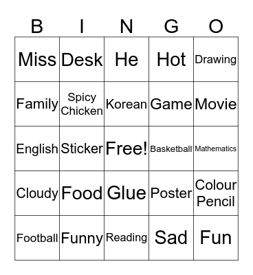 Charlie Bingo Card