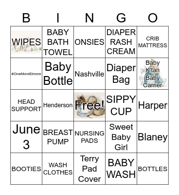 DANA’S BABY SHOWER Bingo Card