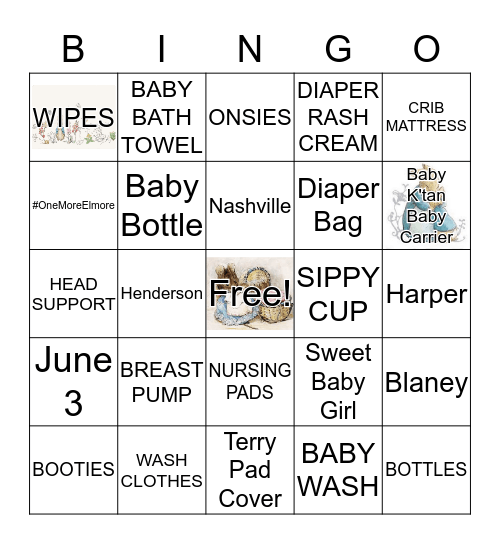 DANA’S BABY SHOWER Bingo Card