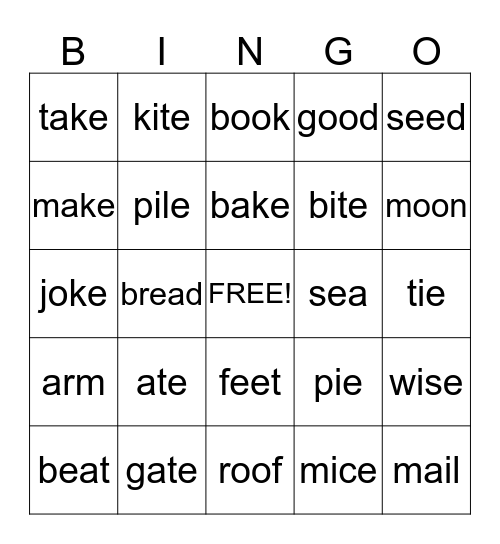 Sounds Game Bingo Card