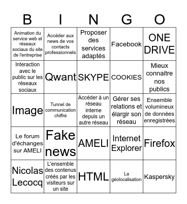 TOUT SAVOIR SUR LE DIGITAL Bingo Card