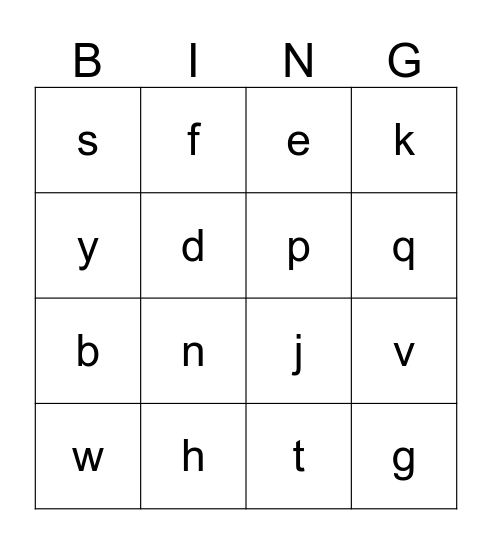 Alphabet Bingo! Bingo Card