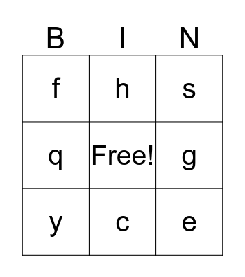 Alphabet Bingo! Bingo Card