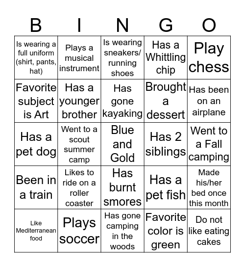 Blue and Gold Bingo Card