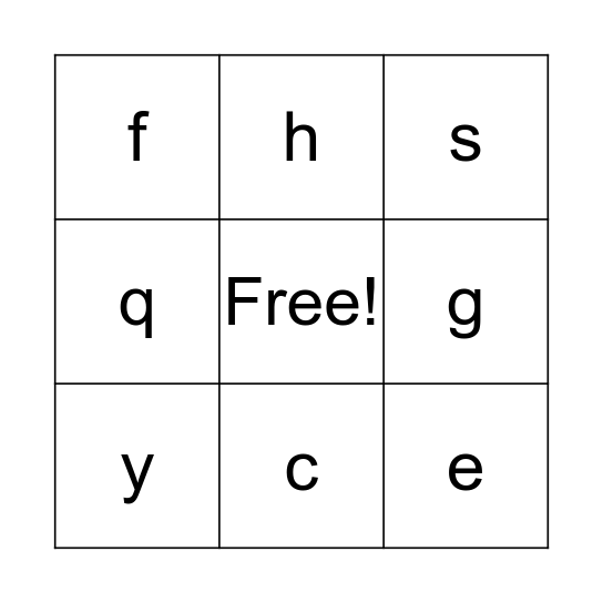 Alphabet Bingo! Bingo Card