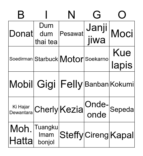 MINJUUU Bingo Card