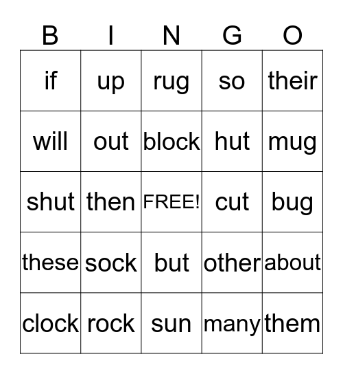 1ST GRADE Bingo Card