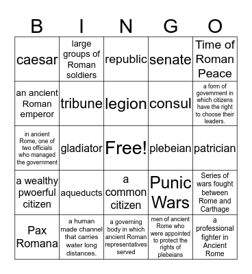 BB - Ancient Rome Bingo Card
