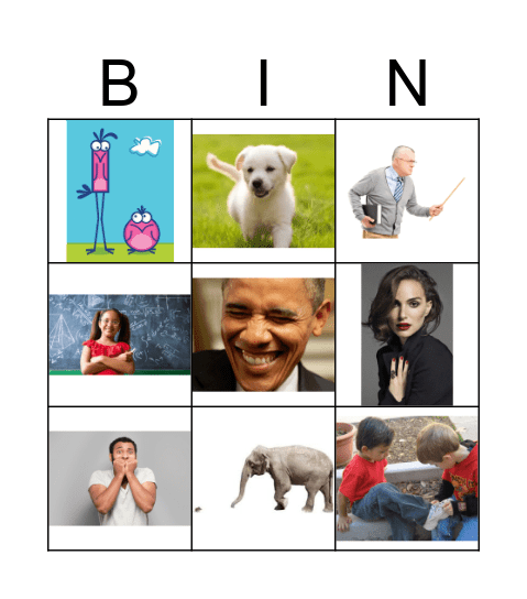 Adjectives Bingo Card