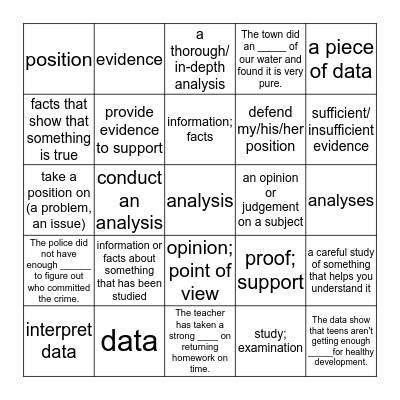 Unit 2 Review  Bingo Card