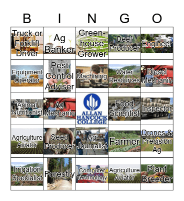 Agriculture Careers  Bingo Card