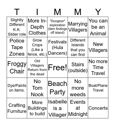 AC Bingo Card