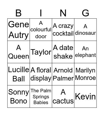 Henundy - Palm Springs 2020 Bingo Card