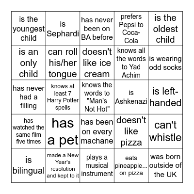 BA Bingo! Bingo Card