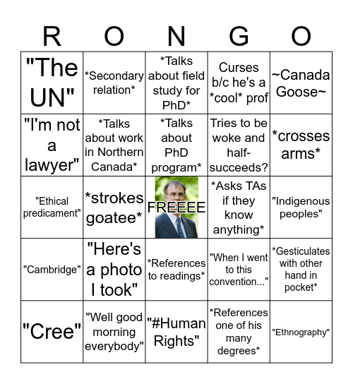 Rongo Bingo Card