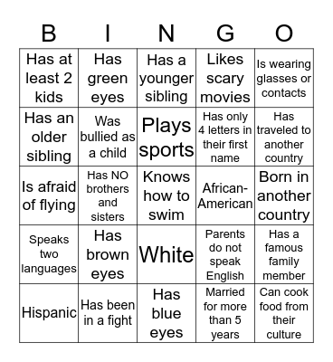 WELCOME TEAM BINGO Card