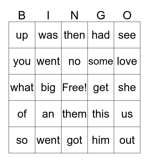 SNAP WORDS LISTS 5-8  Bingo Card