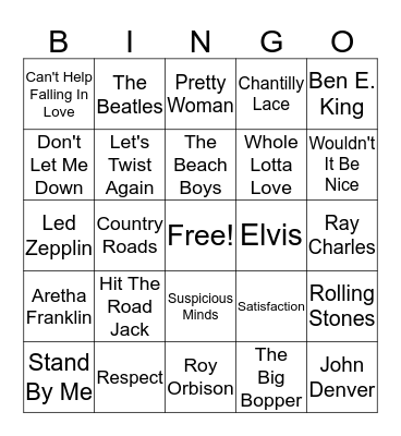 MUSIC BINGO 8 Bingo Card