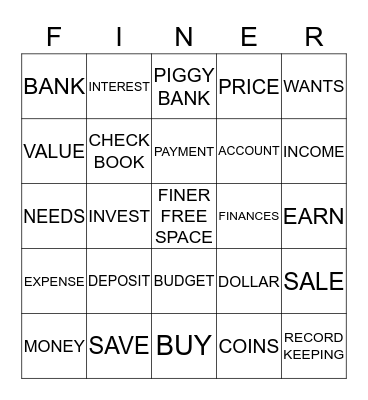 FINER FINANCE BINGO Card
