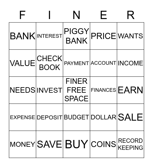 FINER FINANCE BINGO Card