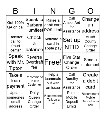 CRC Bingo Card