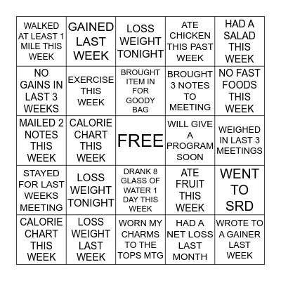 TOPS BINGO Card